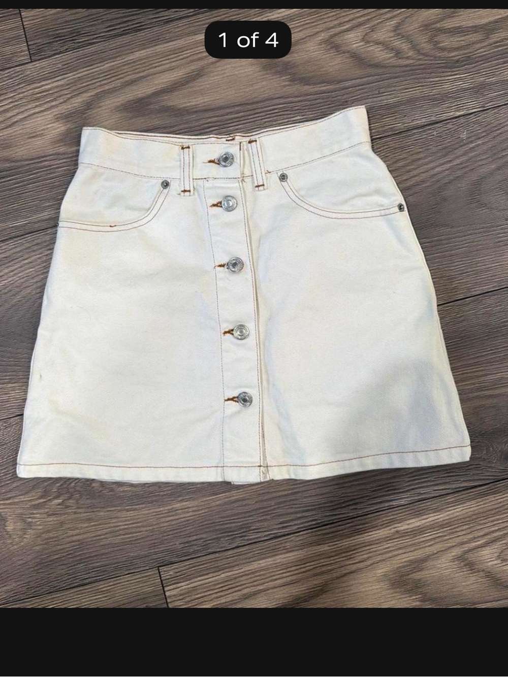 United Colors Of Benetton Cream Button-Front Mini Skirt